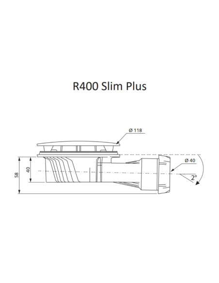 Pažemintas sifonas dušo padeklui R400 SLIM PLUS 90mm