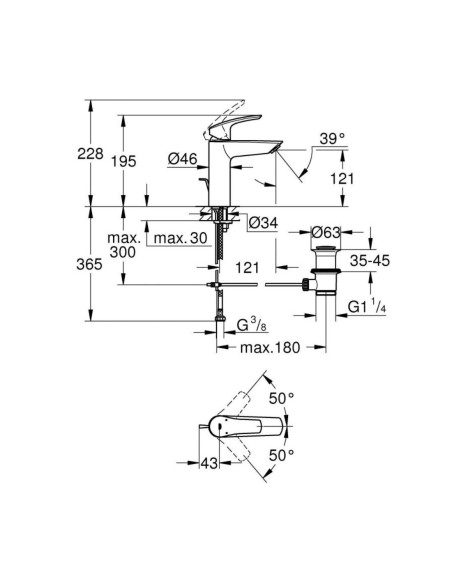 GROHE Eurosmart praustuvo maišytuvas, chromas