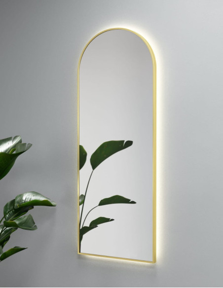 MALAGA Plus pusiau ovalus veidrodis su rėmu ir LED apšvietimu