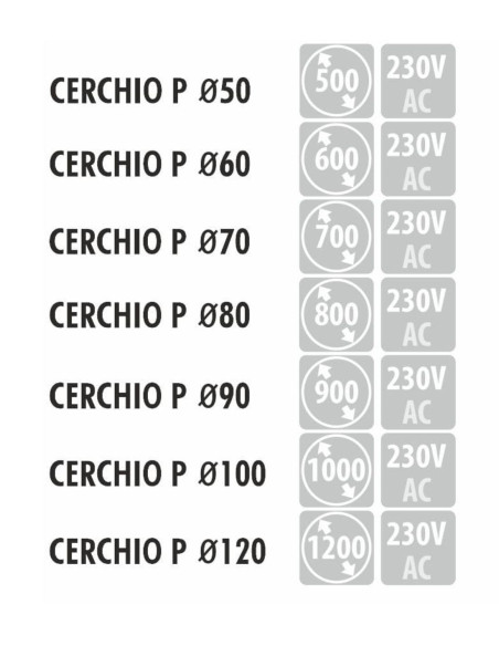 CERCHIO P apvalus LED veidrodis be rėmo (1 pjovimas kas 5 cm iki Ø/2)
