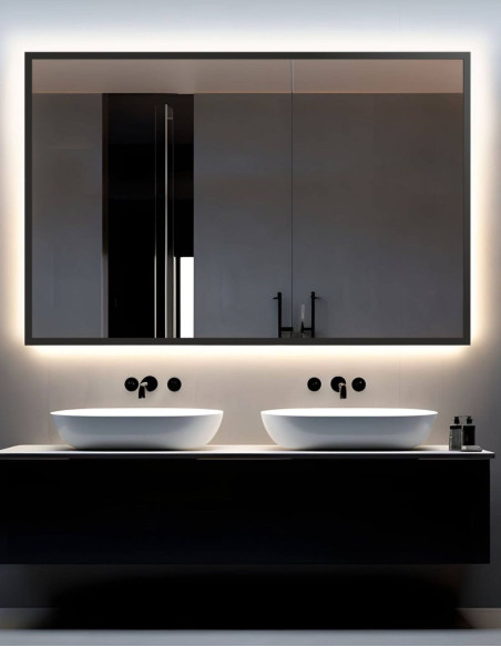 ATLAS PLUS stačiakampis veidrodis su rėmu ir LED apšvietimu