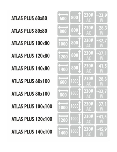 ATLAS PLUS stačiakampis veidrodis su rėmu ir LED apšvietimu