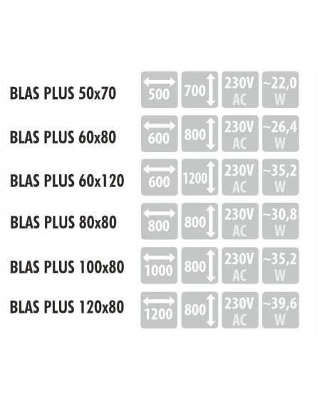 BLAS PLUS stačiakampis veidrodis su rėmu ir LED apšvietimu