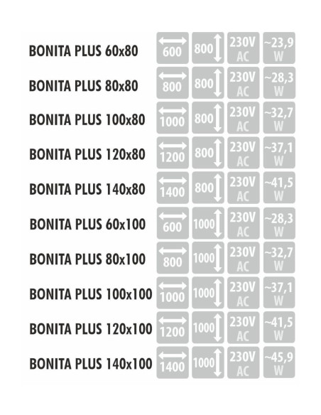 BONITA PLUS stačiakampis veidrodis su rėmu ir LED apšvietimu