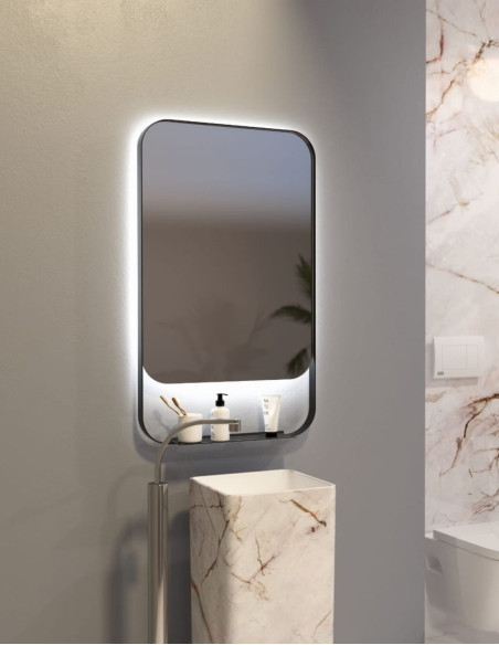 AMELIA PLUS LED veidrodis su integruota lentynėle