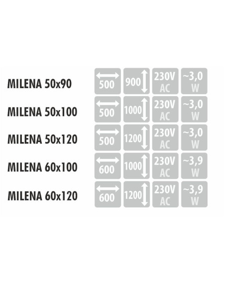 MILENA veidrodis su integruota lentyna