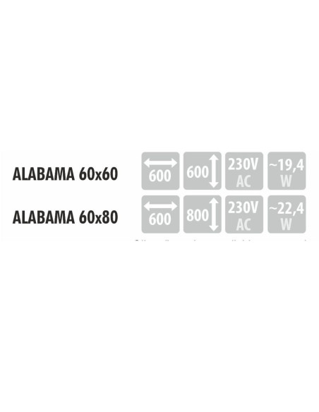 ALABAMA stačiakampis veidrodis su LED apšvietimu