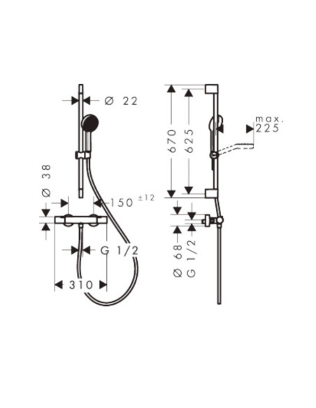 Hansgrohe Activera Select S shower system – termostatinė dušo sistema