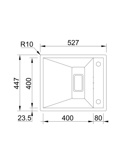 RODI Invisible 40 nerūdijančio plieno plautuvė su plautuvės viduje integruotu ištraukiamu maišytuvu.