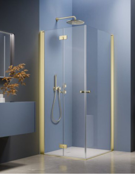 Kampinė dušo kabina Radaway Nes 6 Brushed Light Gold KDD B / KDD I