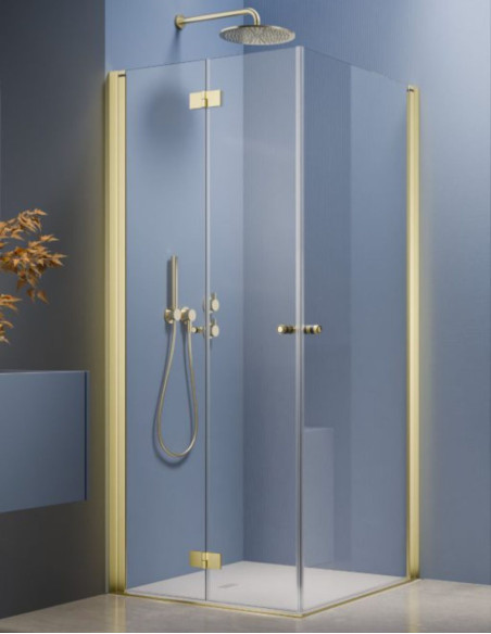 Kampinė dušo kabina Radaway Nes 6 Brushed Light Gold KDD B / KDD I