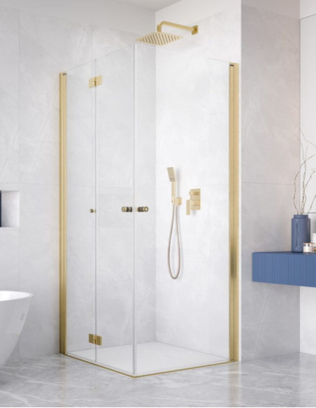 Kampinė dušo kabina Radaway Nes Brushed Gold KDD B / KDD I