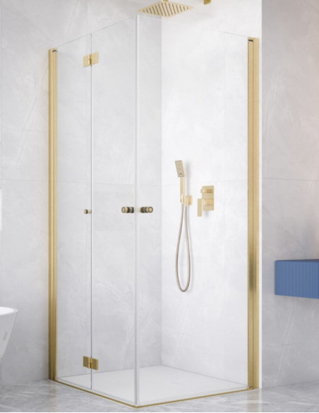 Kampinė dušo kabina Radaway Nes Brushed Gold KDD B / KDD I