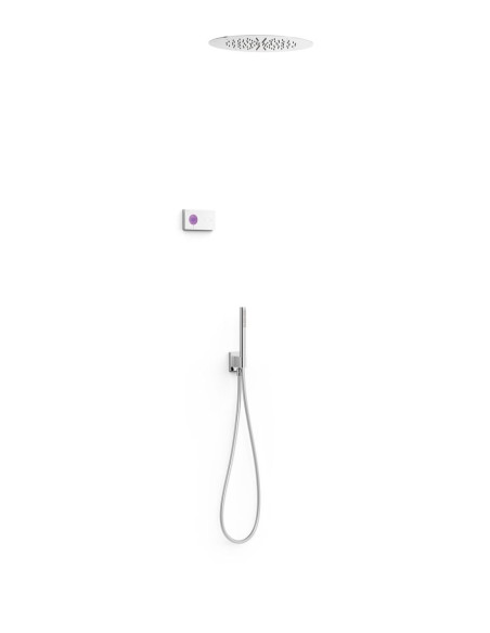 Potinkinė dušo sistema SHOWER TECHNOLOGY su sensoriniu valdymu, apvalia dušo galva iš lubų Ø380 ir rankiniu dušu