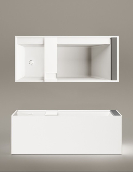PAA Infinity – unikalių formų architektūriška „Silkstone“ vonia. 1795 x 795 mm.