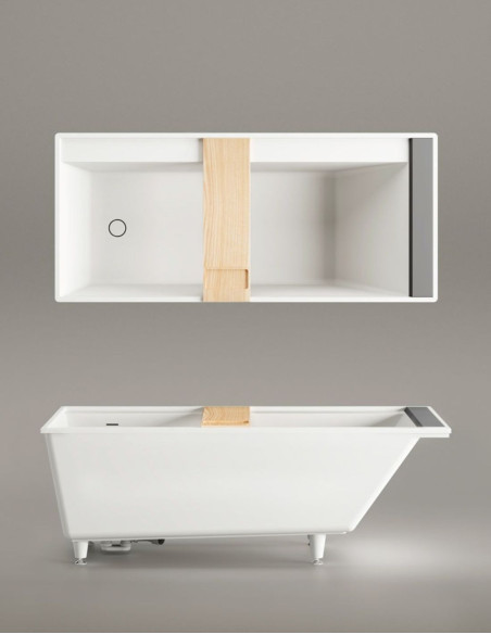 PAA Infinity – unikalių formų architektūriška įmontuojama „Silkstone“ vonia. 1795 x 795 mm.
