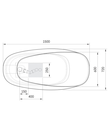 PAA Pointe – laisvai pastatoma „Silkstone“ vonia 1500x720 mm.