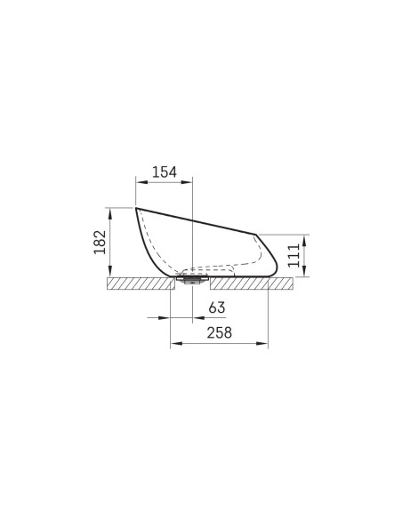 PAA POINTE 555x375 mm – ant stalviršio pastatomas „Silkstone“ praustuvas