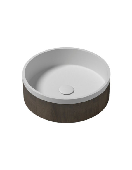 Pastatomas praustuvas Alice 450x450mm, h - 160mm su laminuota mediena išorėje su dugno vožtuvu