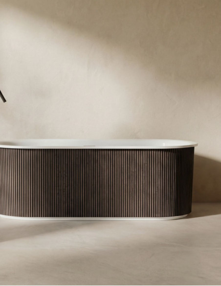 Akrilinė vonia Silvana 1700x800mm, h- 550mm su laminuota mediena išorėje