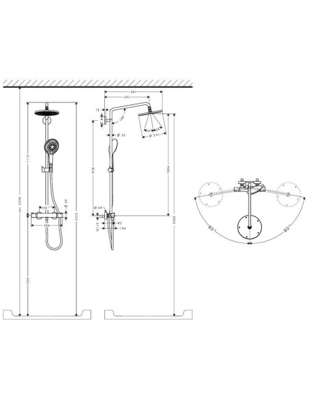 Dušo sistema Raindance Select 240 Showerpipe su dušiniu termostatu 27115000