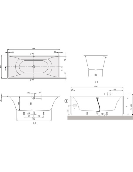 Stačiakampė vonia Villeroy & Boch La Belle 1800x800