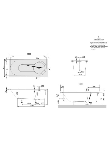 Stačiakampė vonia Villeroy & Boch Libra 1800x800