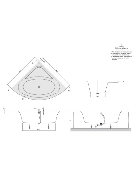 Kampinė vonia Villeroy & Boch Loop & Friends Oval 1400x1400