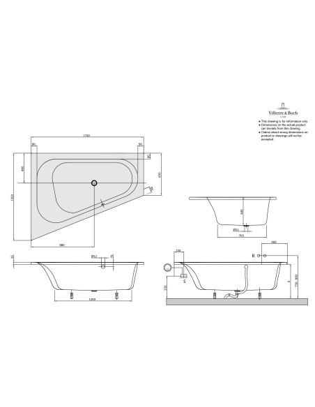 Kampinė vonia Villeroy & Boch Loop & Friends Oval 1750x1350