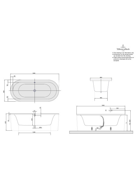 Laisvai pastatoma vonia Villeroy & Boch Loop & Friends Oval