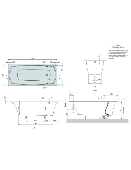 Stačiakampė vonia Villeroy & Boch My Art 1700x750
