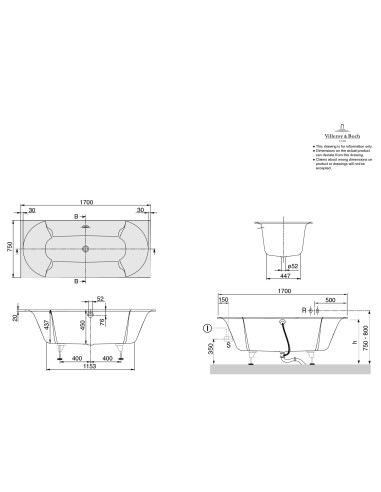 Stačiakampė vonia Villeroy & Boch...