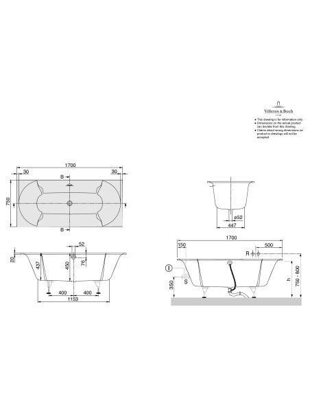 Stačiakampė vonia Villeroy & Boch Pavia Duo