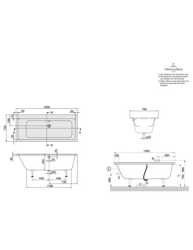 Stačiakampė vonia Villeroy & Boch Subway