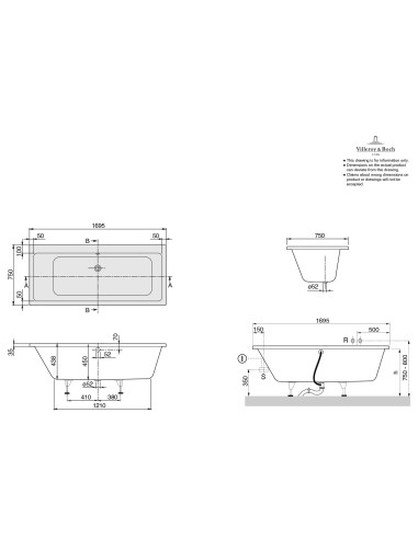 Stačiakampė vonia Villeroy & Boch Subway