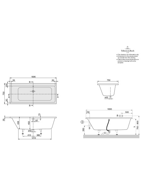 Stačiakampė vonia Villeroy & Boch Subway