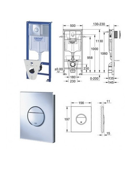 Grohe Rapid SL WC potinkinio rėmo komplektas (4in1)