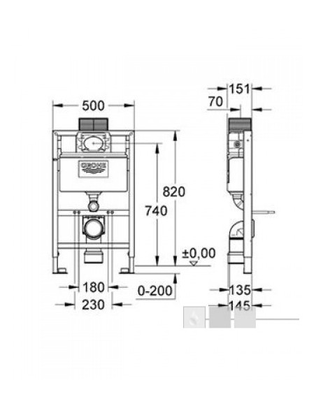 Grohe Rapid SL potinkinis WC rėmas 0,82 m 6-9 L