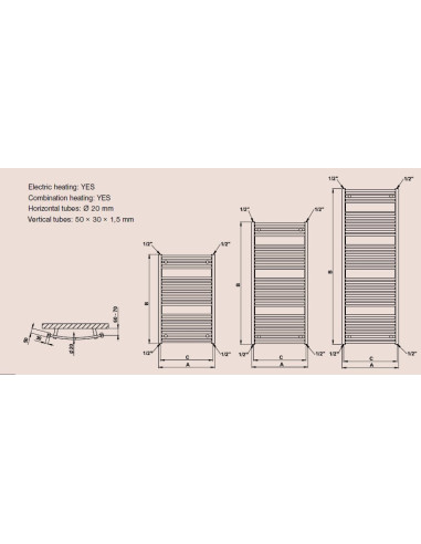 Rankšluosčių džiovintuvas Blenheim 450x1290