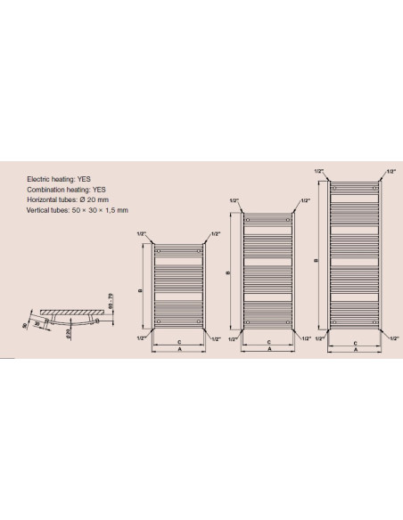Rankšluosčių džiovintuvas Blenheim 450x1290